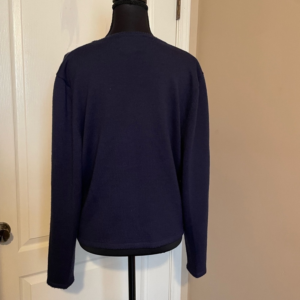 Vintage Susan Bristol Blue Size M Floral Embroidered Cardigan Sweater Cottage - Picture 10 of 12